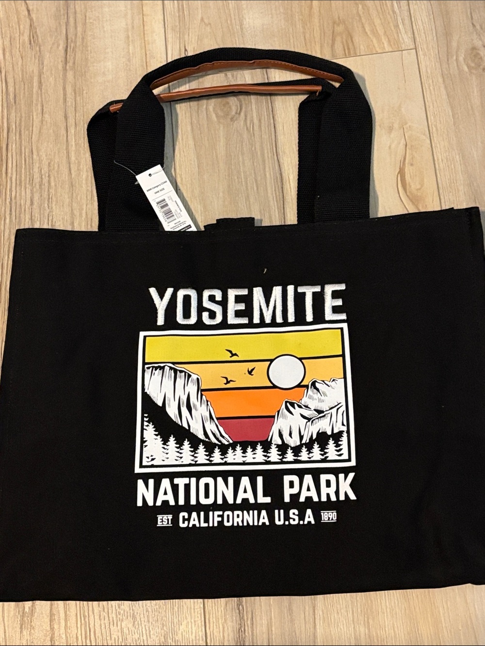 Yosemite National Park Black Canvas Tote Bag